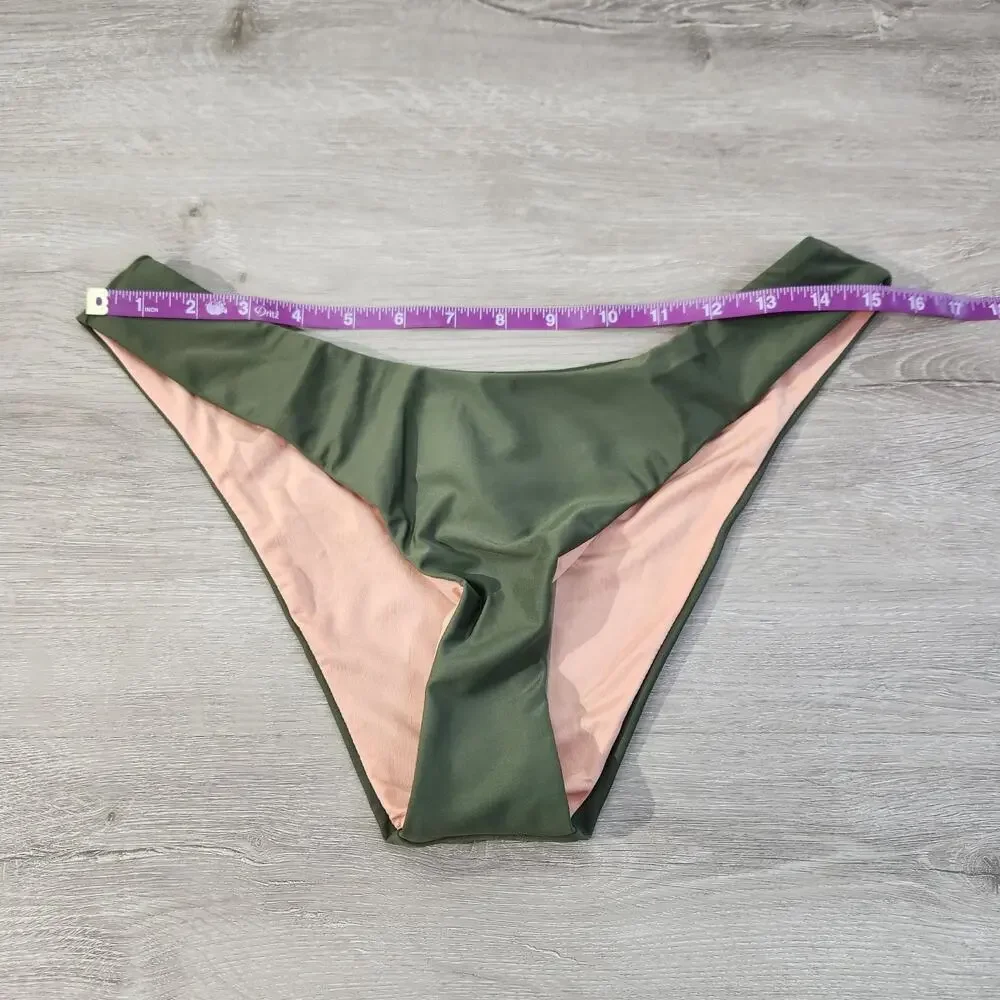 J. Crew Dark Green Curved Waist Cheeky Bikini Bottom New With Tags Womens Size M